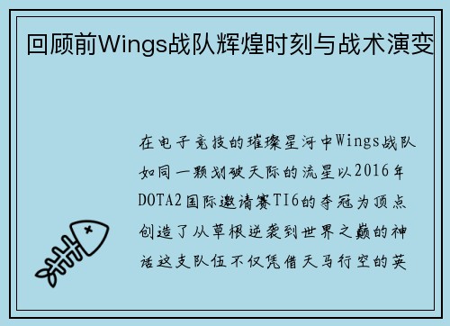回顾前Wings战队辉煌时刻与战术演变